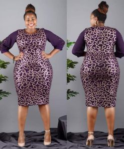 Lemon Gina Women Leopard Patchwork Long Sleeve O-neck Plus Size Bodycon Midi Maxi Dress