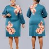 African Dresses for Women Spring Autumn African Women Printing Plus Size Dress African Clothes Women