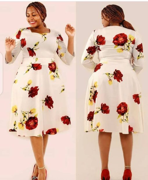 Women's Plus Size Casual Short Sleeve Chiffon Floral Dress with Belt