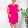 Layered Ruffle Black Mini Plus Size Party Dress