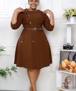 Affordable side button front poplin dress