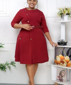 Affordable side button front poplin dress