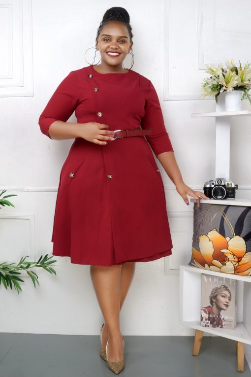 Affordable side button front poplin dress